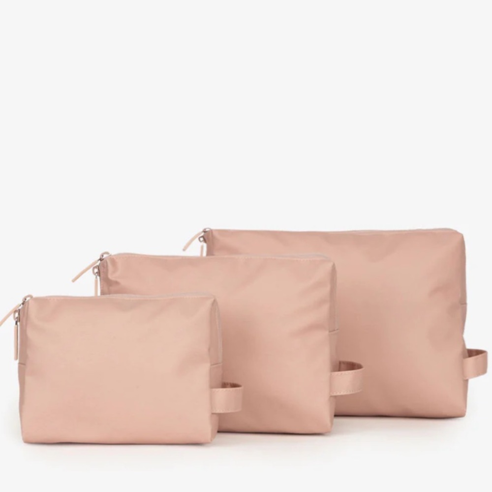 Calpak Pink Sand Water Resistant Zippered Pouch Set